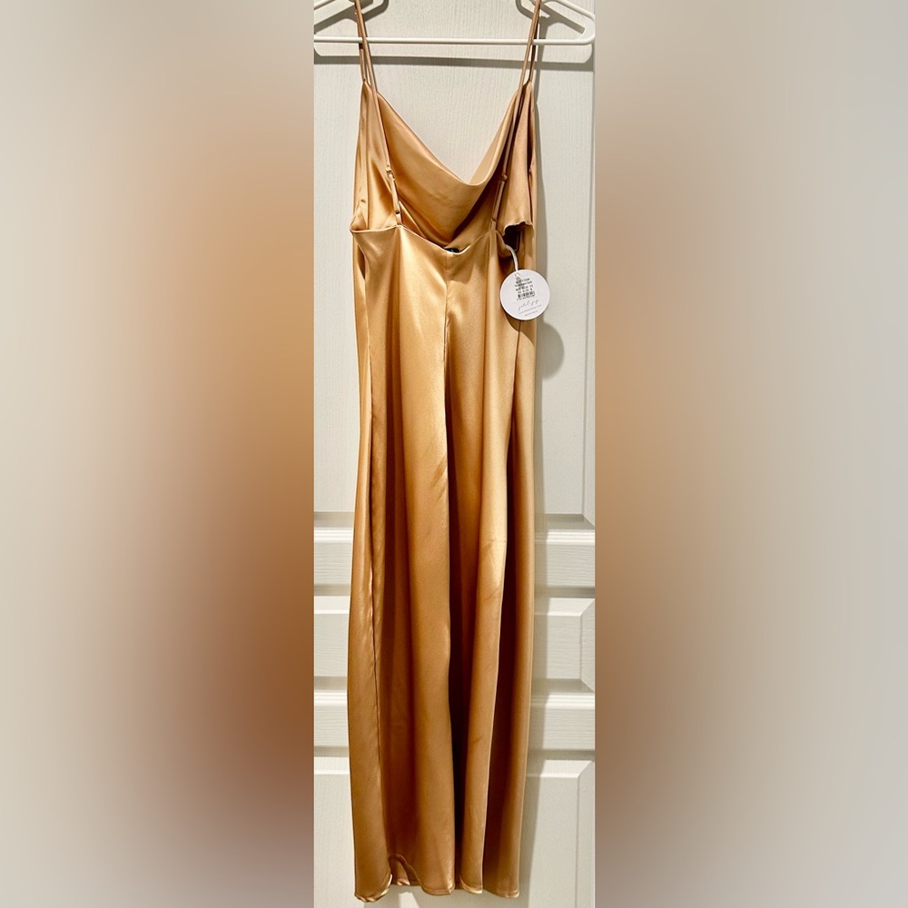 NWT Petal & Pup Cowl Neck Midi Slip Dress in Gold Champagne ZB9 - Picture 6 of 12
